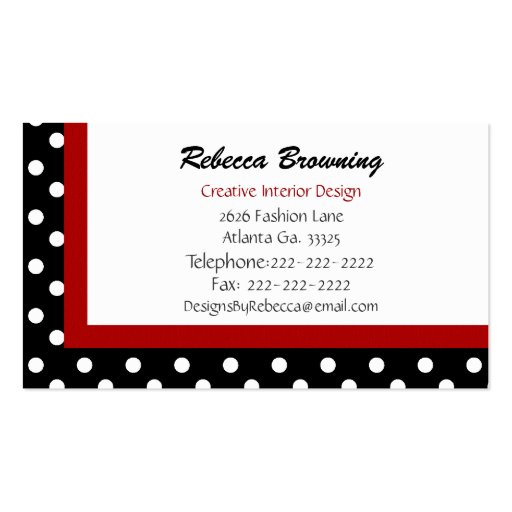 Lady Bug Business Cards (back side)