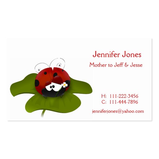 Lady Bug Calling Card Business Card Templates