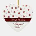 Lady Bug Heart Adoption Announcement Christmas Ornaments