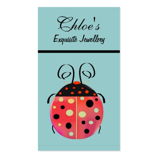 Lady Bug Jewellery Business Card (front side)