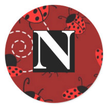 Lady Bug Monogram N stickers
