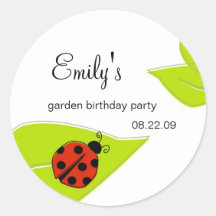 Lady Bug Party Label Round Stickers