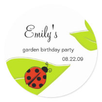 Lady Bug Party Label Round Stickers
