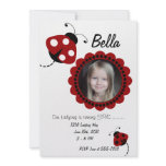 Lady Bug Photo Invite Flower Invitation
