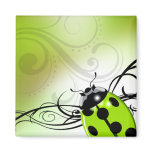 "Lady Bug Swirl" (acid green) by Cheryl Daniels Magnets