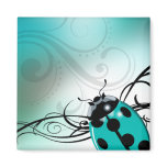 "Lady Bug Swirl" (aqua) by Cheryl Daniels Magnets