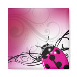"Lady Bug Swirl" (fuschia) by Cheryl Daniels Refrigerator Magnets