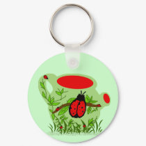 Lady bug tea pot key chain keychains