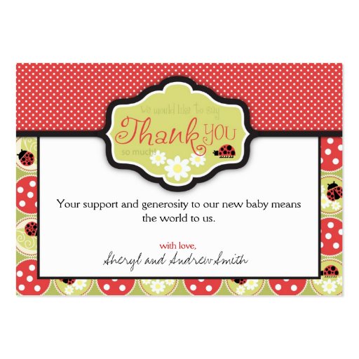 Lady Bug TY Gift Tag Business Card (back side)