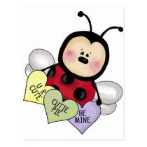 Lady bug Valentine Post Card