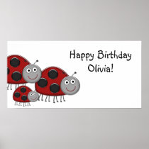 Lady Bugs Birthday Party Banner Posters