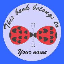 lady bugs, book labels stickers