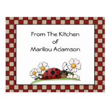 Lady Bugs Recipe Cards Postcard