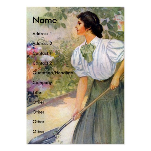 Lady Digging in Her Flower Garden Business Card (front side)