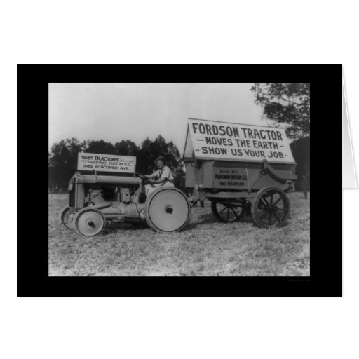 Lady Driving a New Fordson Tractor 1921 Greeting Cards