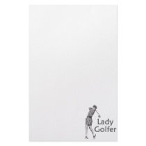 Lady Golfer Gray Logo Custom Stationery