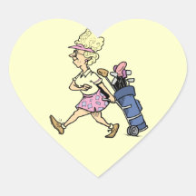Lady Golfer Tshirts and Gifts Heart Sticker