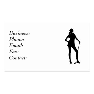 Lady Golfer White Business Card Template