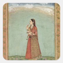 Lady holding a bowl of roses, from the Small Clive Square Stickers