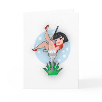 Lady in a Golf Tee cards by Maria_K_Bell Lady in a Golf Tee cards