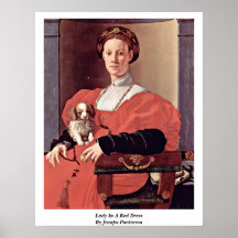 Lady In A Red Dress By Jacopo Pontormo Poster