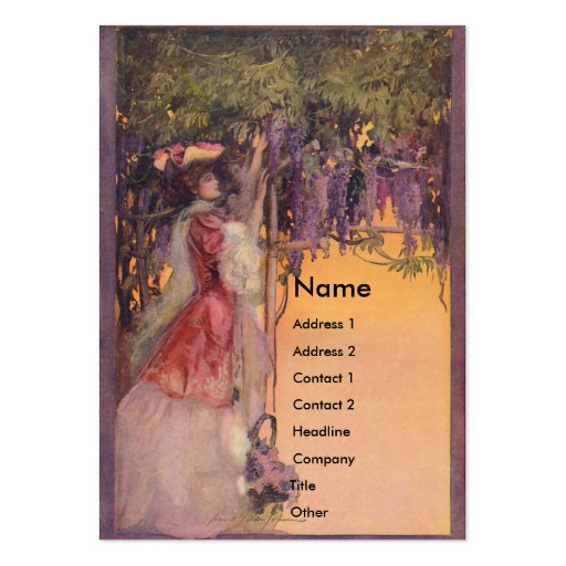 Lady in a Wisteria Garden Business Card Template (front side)