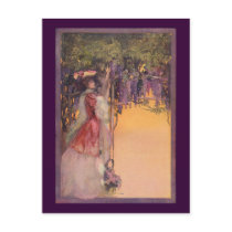 Lady in a Wisteria Garden Post Card