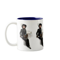 Lady in Black Coffee Mugs