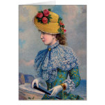 Lady in Blue by the Sea, Greeting Card