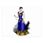 Lady in Blue Gold Corset Gown Postcard