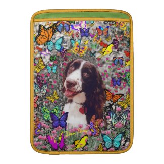 Lady in Butterflies - Brittany Spaniel Sleeves For MacBook Air