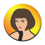 Lady in Circle Refrigerator Magnet