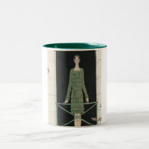 lady in green art deco green mug mugs