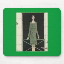 lady in green art deco mousepad mousepads