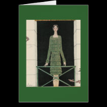 lady in green greeting card cards