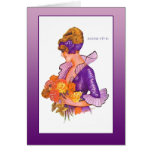Lady in Purple with French Text Bonne Fete Card