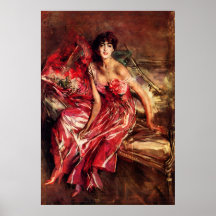Lady in Red by Giovanni Boldini Posters