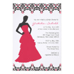 Lady in Red Damask Wedding Shower Invitation invitations