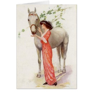 Lady in Red & Horse card