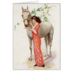 Lady in Red & Horse Greeting Card Lady in Red & Horse Greeting Card