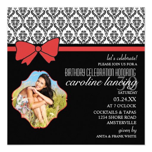 Lady in Red Photo Invitation