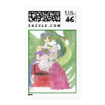 Lady In The Garden Postage Stamp