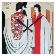 LADY IN THE MIRROR SQUARE WALL CLOCKS