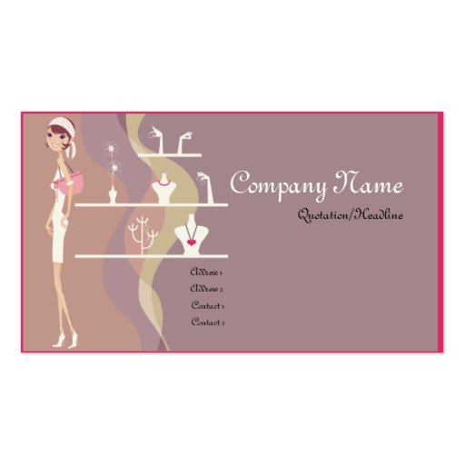 Lady Jewelry Shopping Business Cards (front side)