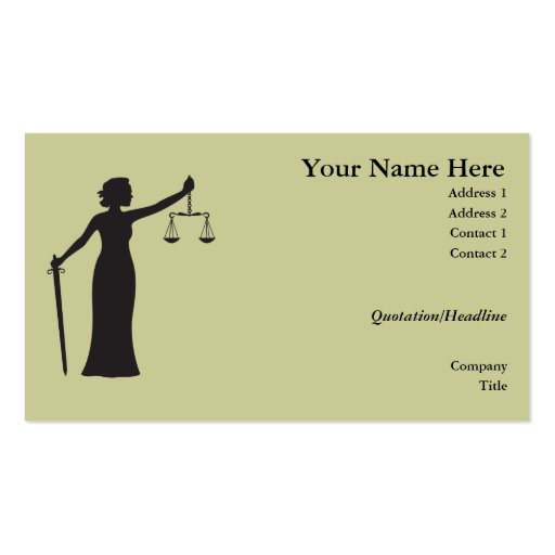 Lady Justice business card (front side)
