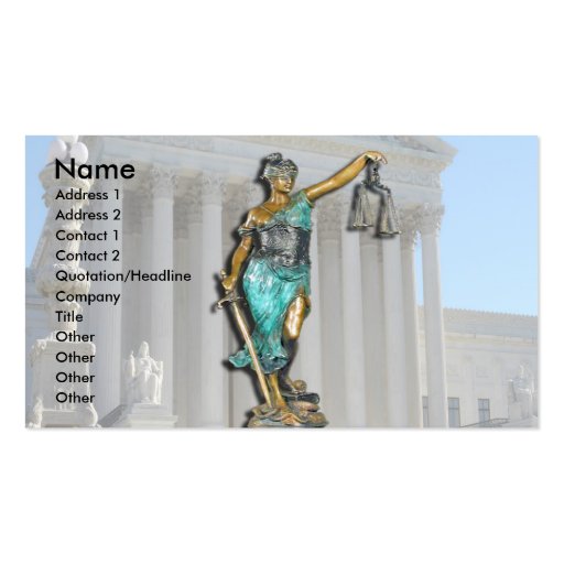 Lady Justice on Supreme Court Business Card Template (front side)