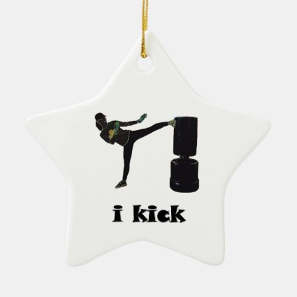 Lady Kickboxer / i kick Double-Sided Star Ceramic Christmas Ornament