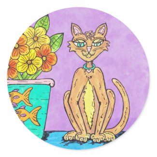 Lady Kitten and Flowers sticker sticker