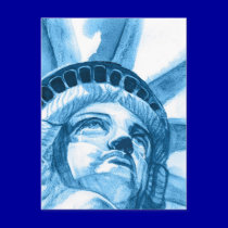 Lady Liberty tears postcards