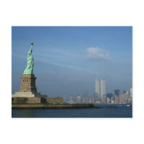 Lady Liberty & Twin Towers World Trade Center NYC Postcard